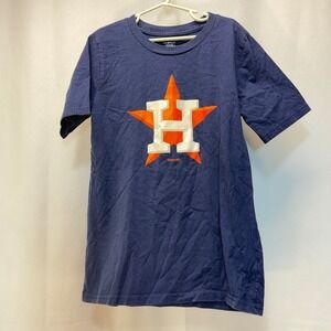 Houston Astros MLB T-Shirt Kids Youth Medium 10/12 Navy Blue Graphic Logo Tee